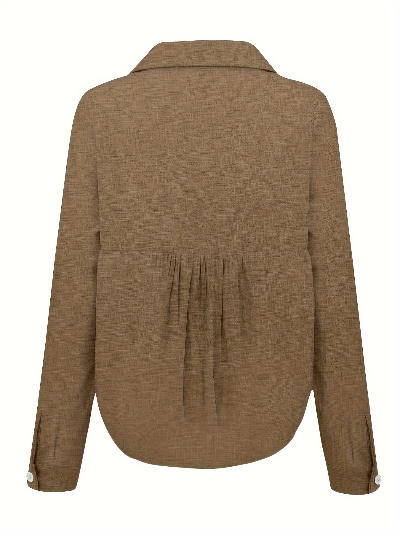 Camisa de lino de manga larga, camisa casual con botones para primavera y otoño, ropa de mujer