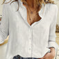 Camisa de lino de manga larga, camisa casual con botones para primavera y otoño, ropa de mujer